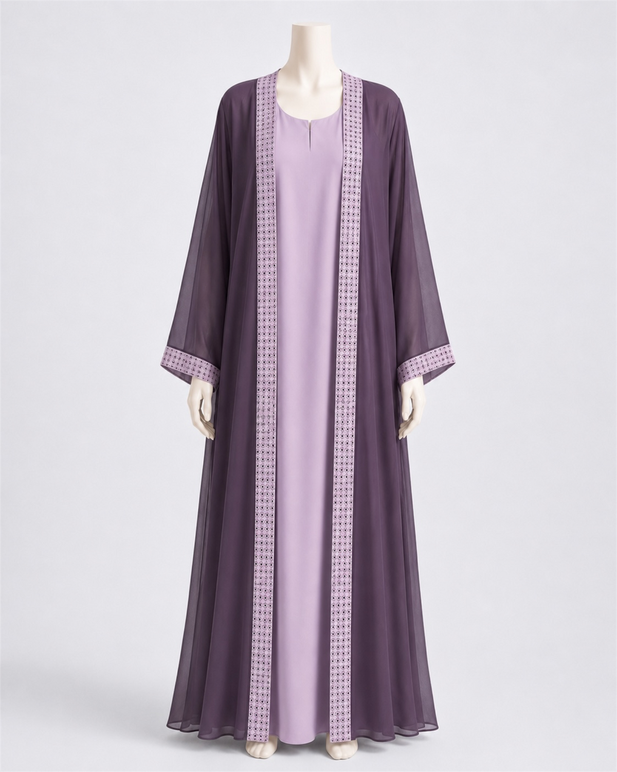 Lilac Chiffon Abaya Set