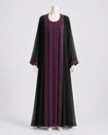 Plum Chiffon Abaya Set