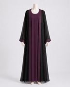 Plum Chiffon Abaya Set