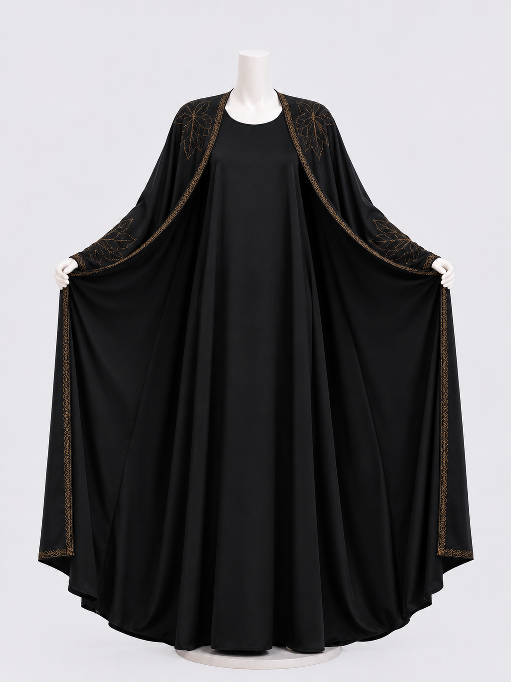 Double Abaya med steindetaljer