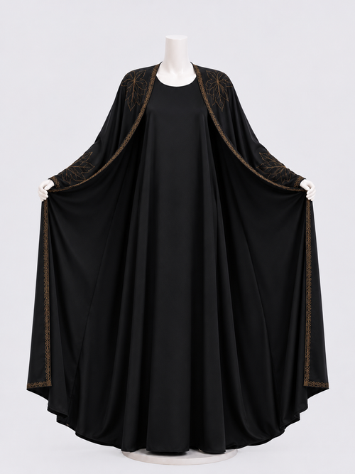 Double Abaya med steindetaljer